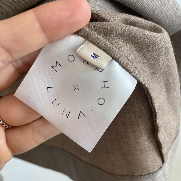 Morpho + Luna Robe Women M Alix Wool Beige Coverup Collared Pockets Quiet Luxury - Picture 6 of 7